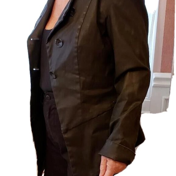 STUDIO B3 BLACK ASSYMETRIC COTTON COATED JACKET, SIZE 44/46 - Picture 7 of 13